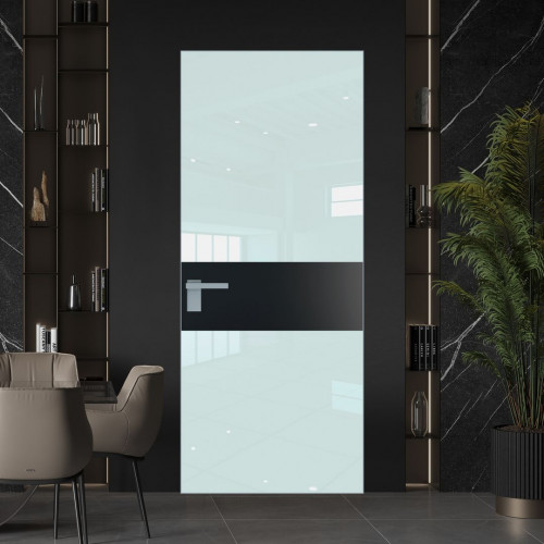 Межкомнатная дверь ProfilDoors 5 AGK цвет Lacobel Белый лак вставка Блэк кромка Серебро