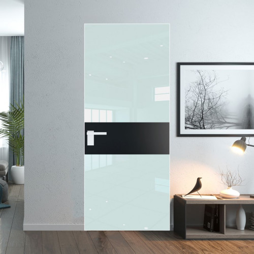 Межкомнатная дверь ProfilDoors 5 AGK цвет Lacobel Белый лак вставка Блэк кромка Вайт