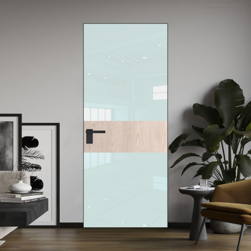 Межкомнатная дверь ProfilDoors 5 AGK цвет Lacobel Белый лак вставка Каштан светлый кромка Черный матовый
