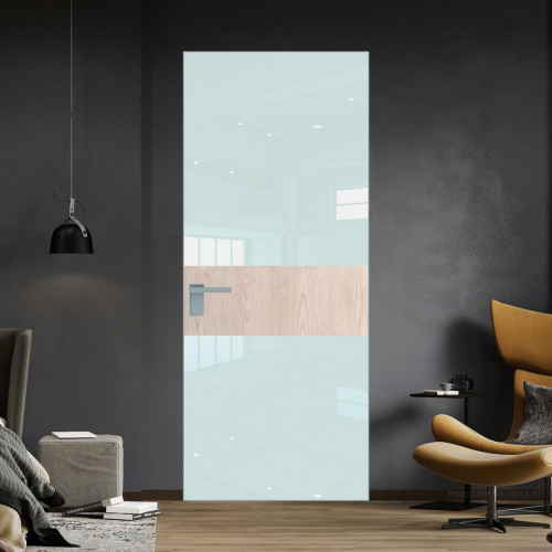 Межкомнатная дверь ProfilDoors 5 AGK цвет Lacobel Белый лак вставка Каштан светлый кромка Серебро