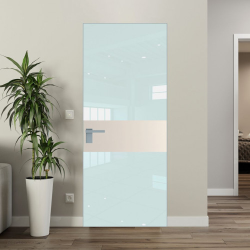 Межкомнатная дверь ProfilDoors 5 AGK цвет Lacobel Белый лак вставка Кремовая Магнолия кромка Серебро
