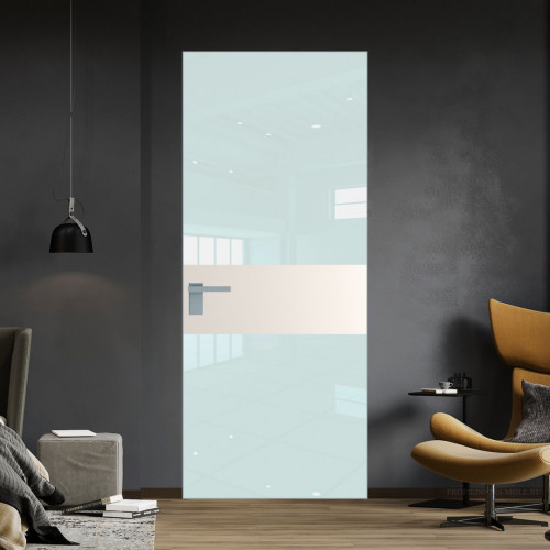 Межкомнатная дверь ProfilDoors 5 AGK цвет Lacobel Белый лак вставка Перламутр белый кромка Серебро