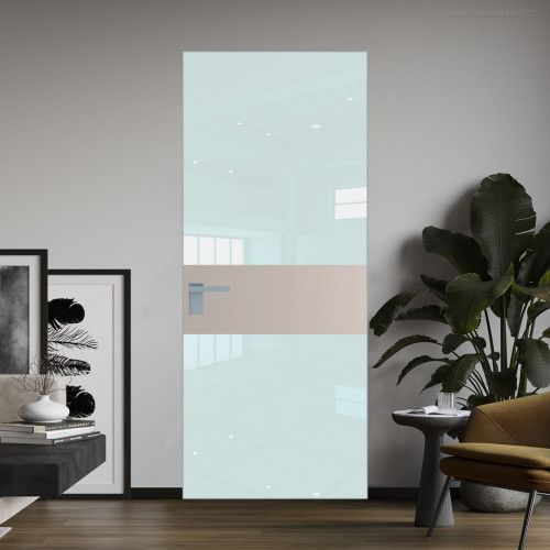 Межкомнатная дверь ProfilDoors 5 AGK цвет Lacobel Белый лак вставка Сэнд кромка Серебро