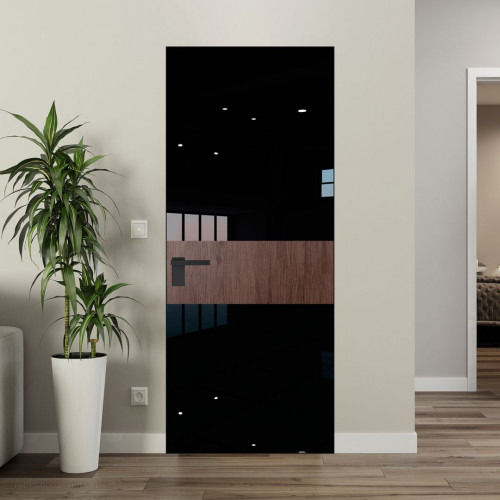 Межкомнатная дверь ProfilDoors 5 AGK цвет Lacobel Черный лак вставка Дуб Тобакко кромка Черный матовый