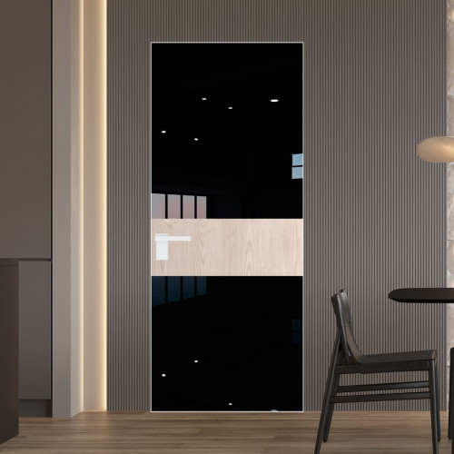 Межкомнатная дверь ProfilDoors 5 AGK цвет Lacobel Черный лак вставка Каштан светлый кромка Вайт