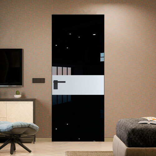 Межкомнатная дверь ProfilDoors 5 AGK цвет Lacobel Черный лак вставка Вайт кромка Черный матовый