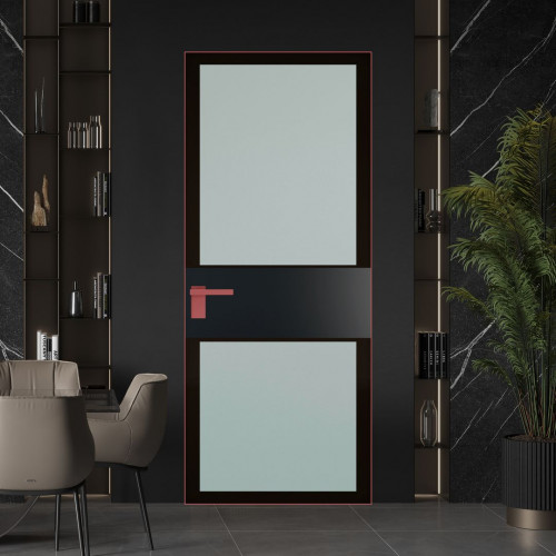 Межкомнатная дверь ProfilDoors 5 AGK цвет Мателюкс черный прокрас вставка Блэк кромка Красный антрацит