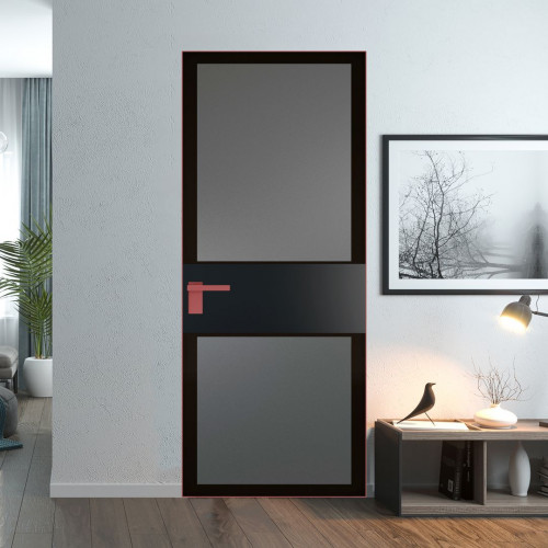 Межкомнатная дверь ProfilDoors 5 AGK цвет Мателюкс графит черный прокрас вставка Блэк кромка Красный антрацит