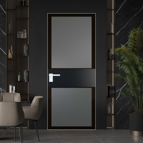 Межкомнатная дверь ProfilDoors 5 AGK цвет Мателюкс графит черный прокрас вставка Блэк кромка Вайт