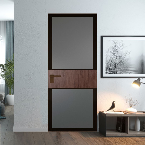 Межкомнатная дверь ProfilDoors 5 AGK цвет Мателюкс графит черный прокрас вставка Дуб Тобакко кромка Деорэ