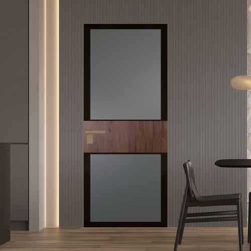 Межкомнатная дверь ProfilDoors 5 AGK цвет Мателюкс графит черный прокрас вставка Дуб Тобакко кромка Шампань