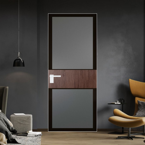 Межкомнатная дверь ProfilDoors 5 AGK цвет Мателюкс графит черный прокрас вставка Дуб Тобакко кромка Вайт
