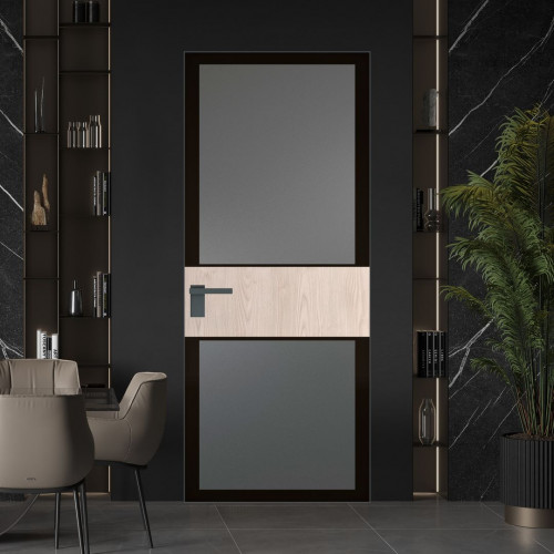 Межкомнатная дверь ProfilDoors 5 AGK цвет Мателюкс графит черный прокрас вставка Каштан светлый кромка Серая ночь