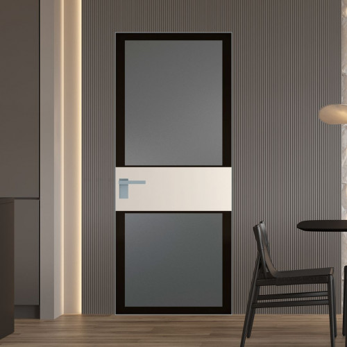 Межкомнатная дверь ProfilDoors 5 AGK цвет Мателюкс графит черный прокрас вставка Кремовая Магнолия кромка Матовая
