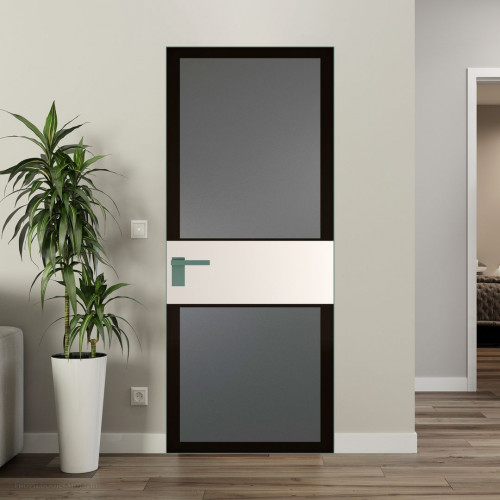 Межкомнатная дверь ProfilDoors 5 AGK цвет Мателюкс графит черный прокрас вставка Перламутр белый кромка Зеленый воск
