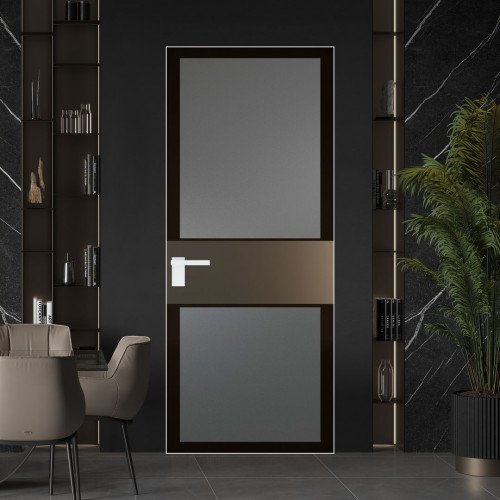 Межкомнатная дверь ProfilDoors 5 AGK цвет Мателюкс графит черный прокрас вставка Перламутр бронза кромка Вайт