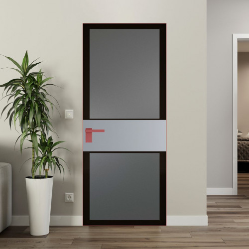 Межкомнатная дверь ProfilDoors 5 AGK цвет Мателюкс графит черный прокрас вставка Смоки кромка Красный антрацит