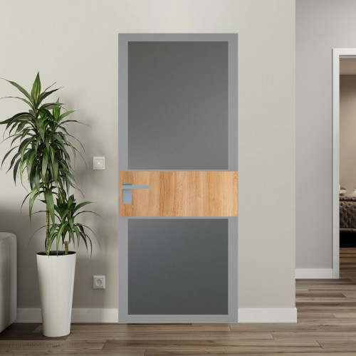 Межкомнатная дверь ProfilDoors 5 AGK цвет Мателюкс графит серый прокрас вставка Дуб Карамель кромка Серебро