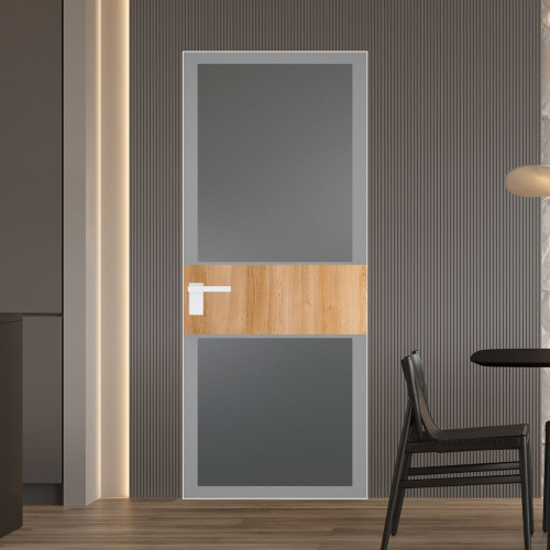 Межкомнатная дверь ProfilDoors 5 AGK цвет Мателюкс графит серый прокрас вставка Дуб Карамель кромка Вайт