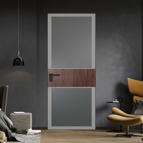 Межкомнатная дверь ProfilDoors 5 AGK цвет Мателюкс графит серый прокрас вставка Дуб Тобакко кромка Черный матовый
