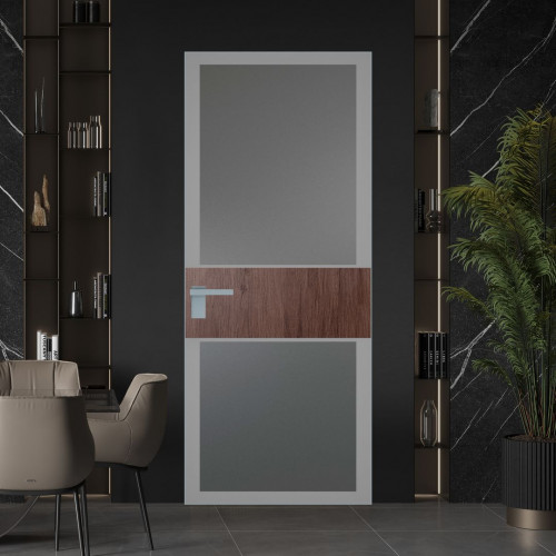 Межкомнатная дверь ProfilDoors 5 AGK цвет Мателюкс графит серый прокрас вставка Дуб Тобакко кромка Серебро