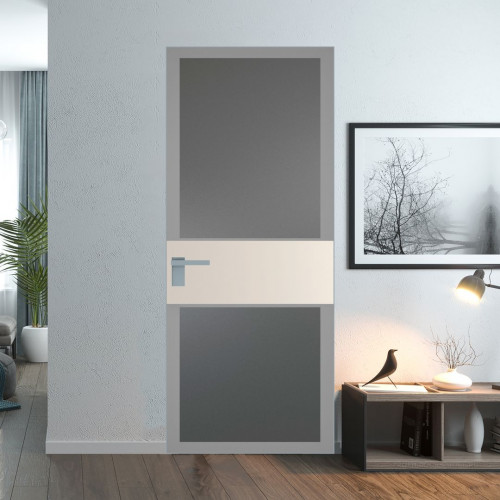 Межкомнатная дверь ProfilDoors 5 AGK цвет Мателюкс графит серый прокрас вставка Кремовая Магнолия кромка Матовая