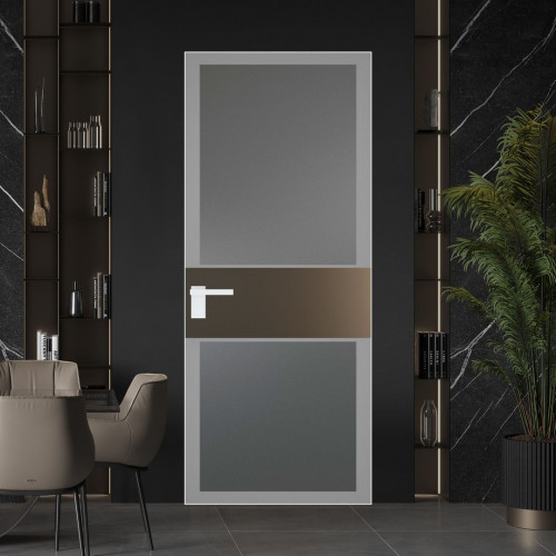 Межкомнатная дверь ProfilDoors 5 AGK цвет Мателюкс графит серый прокрас вставка Перламутр бронза кромка Вайт