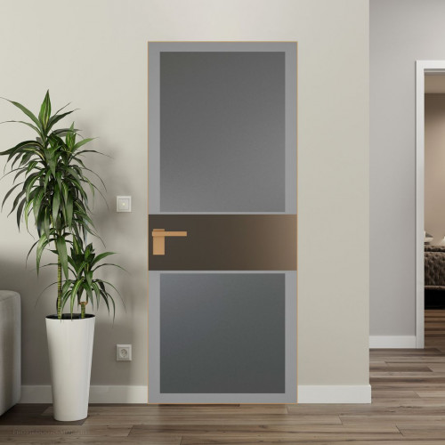 Межкомнатная дверь ProfilDoors 5 AGK цвет Мателюкс графит серый прокрас вставка Перламутр бронза кромка Золото