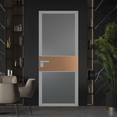 Межкомнатная дверь ProfilDoors 5 AGK цвет Мателюкс графит серый прокрас вставка Перламутр золото кромка Матовая