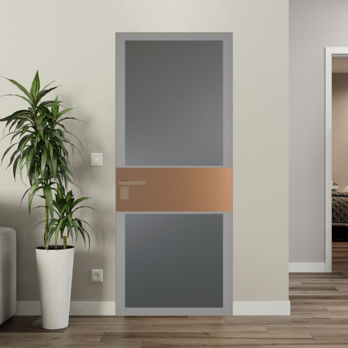 Межкомнатная дверь ProfilDoors 5 AGK цвет Мателюкс графит серый прокрас вставка Перламутр золото кромка Шампань