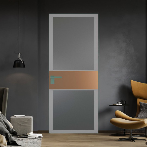 Межкомнатная дверь ProfilDoors 5 AGK цвет Мателюкс графит серый прокрас вставка Перламутр золото кромка Зеленый воск