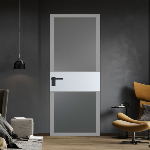 Межкомнатная дверь ProfilDoors 5 AGK цвет Мателюкс графит серый прокрас вставка Вайт кромка Черный матовый