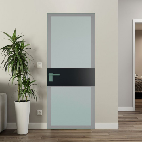 Межкомнатная дверь ProfilDoors 5 AGK цвет Мателюкс серый прокрас вставка Блэк кромка Зеленый воск