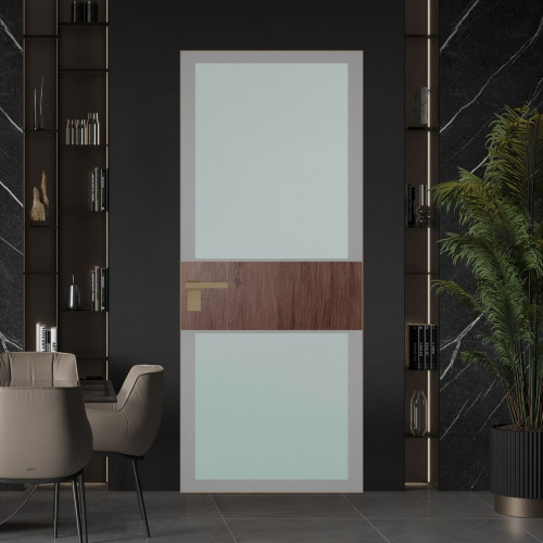 Межкомнатная дверь ProfilDoors 5 AGK цвет Мателюкс серый прокрас вставка Дуб Тобакко кромка Шампань