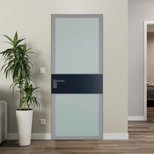 Межкомнатная дверь ProfilDoors 5 AGK цвет Мателюкс серый прокрас вставка Нэви Блу кромка Серая ночь