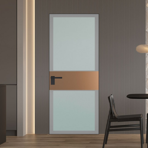 Межкомнатная дверь ProfilDoors 5 AGK цвет Мателюкс серый прокрас вставка Перламутр золото кромка Черный матовый