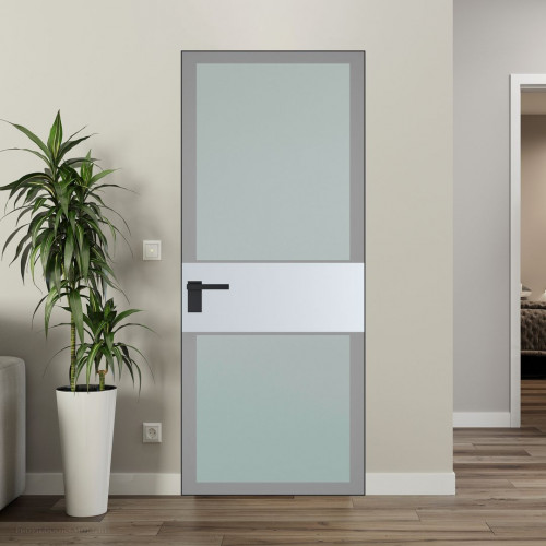 Межкомнатная дверь ProfilDoors 5 AGK цвет Мателюкс серый прокрас вставка Вайт кромка Черный матовый