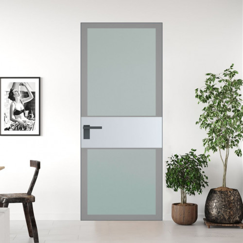 Межкомнатная дверь ProfilDoors 5 AGK цвет Мателюкс серый прокрас вставка Вайт кромка Серая ночь