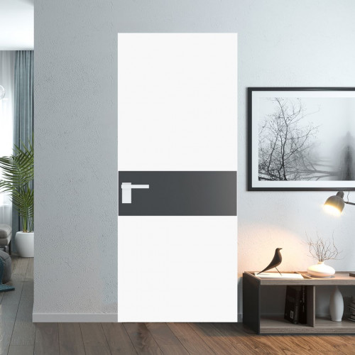 Межкомнатная дверь ProfilDoors 5 AGK цвет Монохром белый просветленный триплекс вставка Графит кромка Вайт