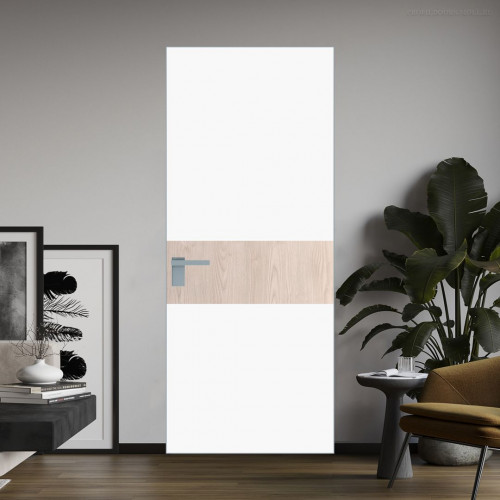 Межкомнатная дверь ProfilDoors 5 AGK цвет Монохром белый просветленный триплекс вставка Каштан светлый кромка Серебро