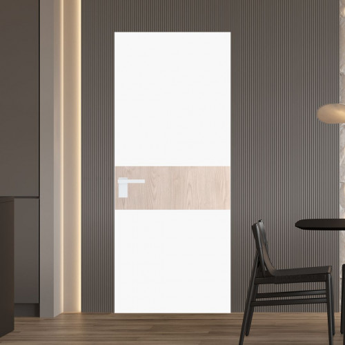 Межкомнатная дверь ProfilDoors 5 AGK цвет Монохром белый просветленный триплекс вставка Каштан светлый кромка Вайт