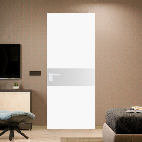Межкомнатная дверь ProfilDoors 5 AGK цвет Монохром белый просветленный триплекс вставка Крем Вайт кромка Вайт