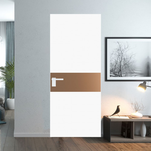 Межкомнатная дверь ProfilDoors 5 AGK цвет Монохром белый просветленный триплекс вставка Перламутр золото кромка Вайт