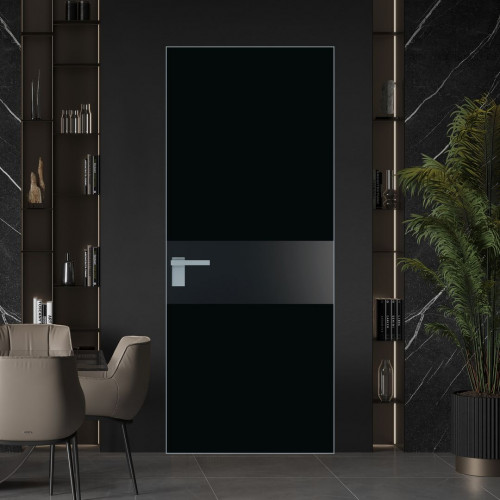 Межкомнатная дверь ProfilDoors 5 AGK цвет Монохром черный триплекс вставка Блэк кромка Матовая