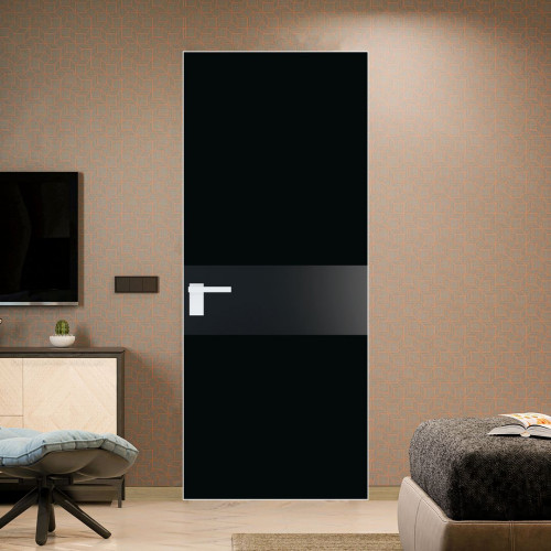 Межкомнатная дверь ProfilDoors 5 AGK цвет Монохром черный триплекс вставка Блэк кромка Вайт