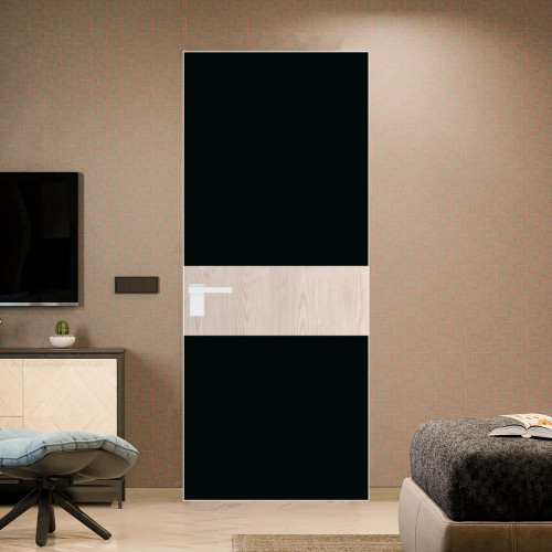 Межкомнатная дверь ProfilDoors 5 AGK цвет Монохром черный триплекс вставка Каштан светлый кромка Вайт