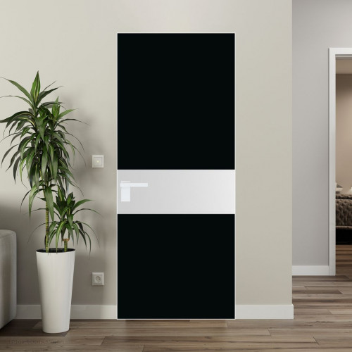 Межкомнатная дверь ProfilDoors 5 AGK цвет Монохром черный триплекс вставка Крем Вайт кромка Вайт