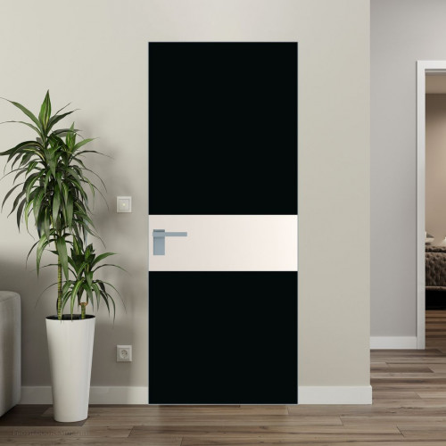 Межкомнатная дверь ProfilDoors 5 AGK цвет Монохром черный триплекс вставка Перламутр белый кромка Серебро