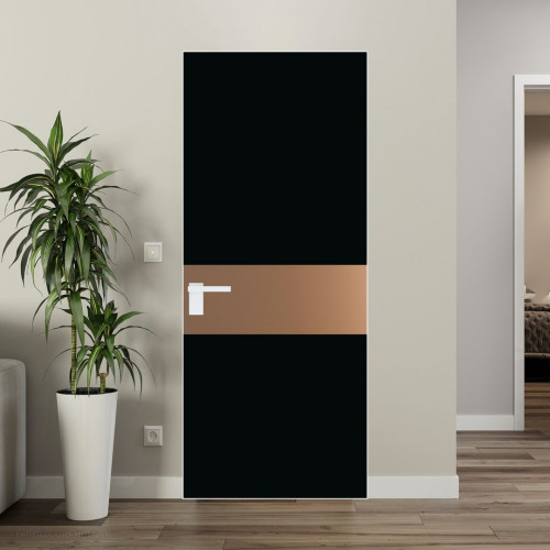 Межкомнатная дверь ProfilDoors 5 AGK цвет Монохром черный триплекс вставка Перламутр золото кромка Вайт