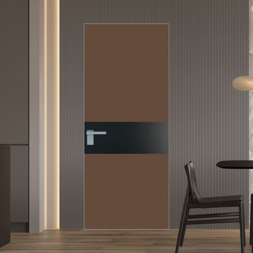 Межкомнатная дверь ProfilDoors 5 AGK цвет Монохром гляссе триплекс вставка Блэк кромка Матовая